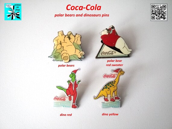 Select Coca-Cola CC Polar Bears and Dinosaur Pins now