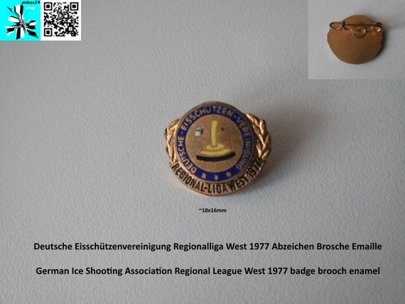 German Ice Shooting Association Regional League West 1977 badge brooch enamel