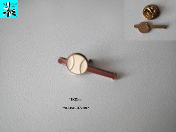 Baseball with baseball bat motif pin enamel 1980s