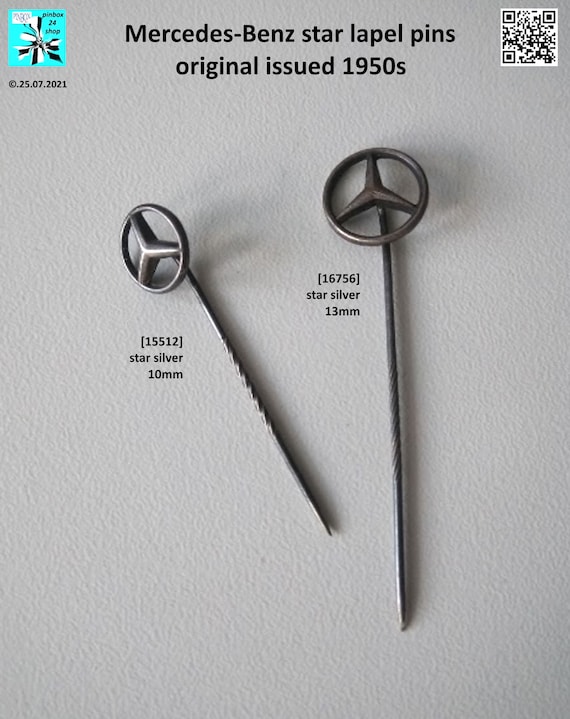 The vintage Mercedes-Benz star lapel pin is a symbol of 1950s elegance.