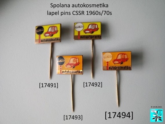 Set of 4 car badges Spolana autokosmetika CSSR 60s / 70s