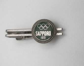 SAPPORO 1972 Olympic rings, tie holder, tie slider, original enamel