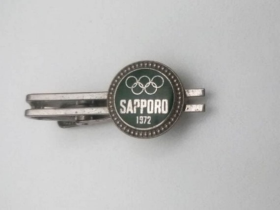 SAPPORO 1972 Olympic rings, tie holder, tie slider, original enamel