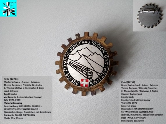 Jungfrau Region - SCHWEIZ SUISSE SWITZERLAND - railway, mountains, badge with sprocket