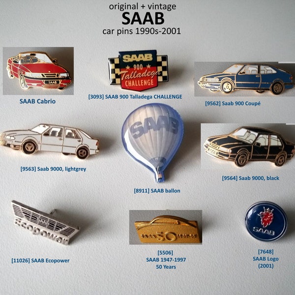 SAAB Automobile Pins 1990s to 2001 - select