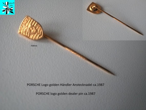 Rare Porsche logo pin in gold from around 1987