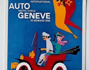 Geneva Motor Show Postcard – 25th Salon International Auto Moto/Cycle 1955 – 10–20 March – Design by Edi Hauri