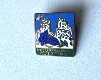 Naturfreunde Koetzting – 1950s enamel edelweiss‑style alpine brooch