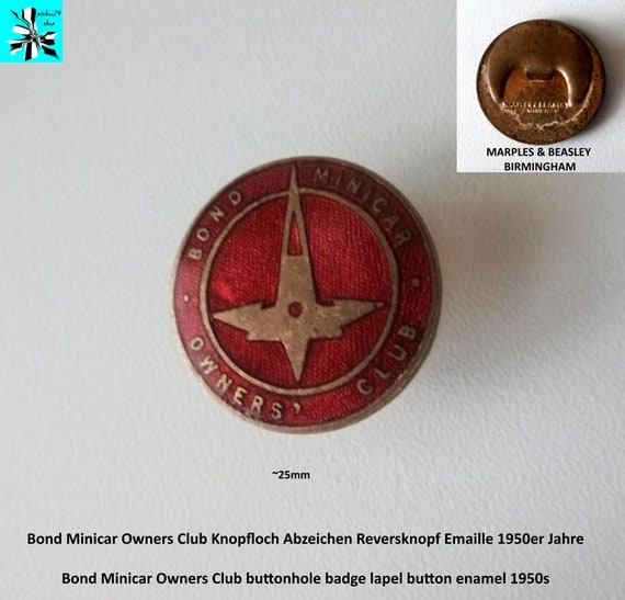 Bond Minicar Club - Embossed Enamel Badge