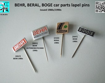 BEHR, BERAL, BOGE Lapel Pins - A Piece of Automotive History!