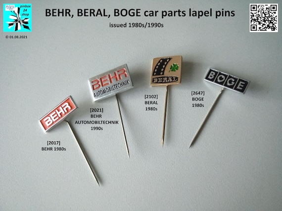 BEHR, BERAL, BOGE auto supplier pins 1980s / 1990s