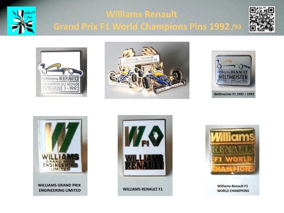 World Champions Memorabilia: Williams Renault F1 Grand Prix Pins 1992/93