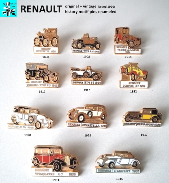 RENAULT history collection: Enamelled pins with classic car motifs