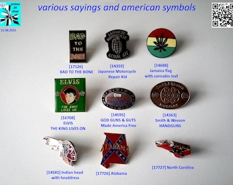 USA Patriot Pins - Various Symbols and Sayings