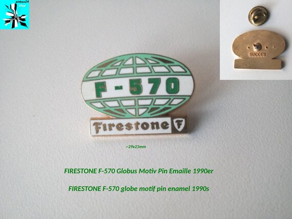 FIRESTONE F-570 globe motif pin enamel 1990s