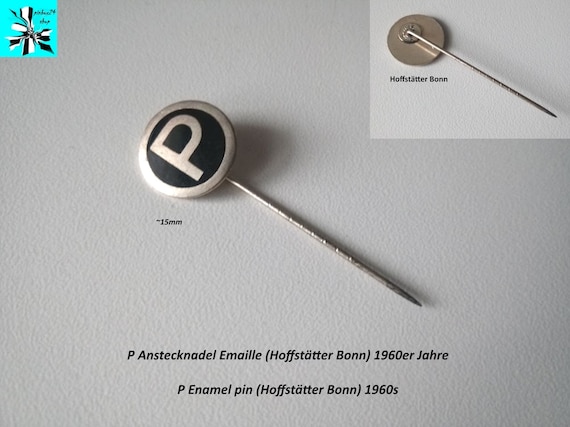 Unique enamel P pin: vintage jewelery by Hoffstätter Bonn