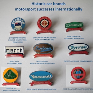 Historische Motorsport-Pins: Erfolge legendärer Automarken zum Anstecken