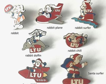 LTU Airline Bunny & Santa Pins - Unique Collectibles