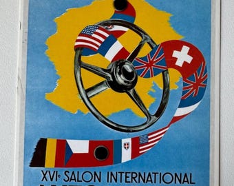 Geneva Motor Show Postcard – 16th Salon International Automobile Moto‑Cycle – 3–12 March – 1930s Poster