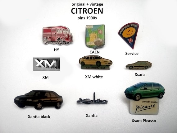 Historical Citroen pins with motifs from the 80s/90s