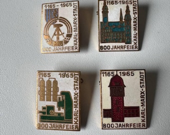 Karl‑Marx‑Stadt 800th Anniversary enamel brooch – 1165–1965 jubilee motif, period original, individually selectable
