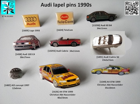 Audi, Audi Sport, Audi types different motif pins 1990s