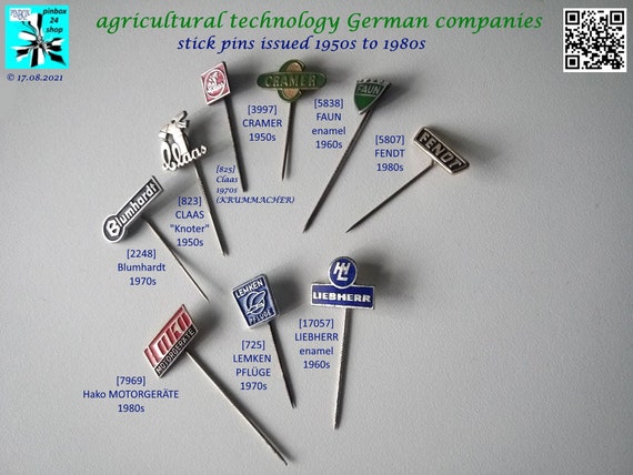 Agricultural machinery tractor tractors Germany lapel pins 1950s-1980s