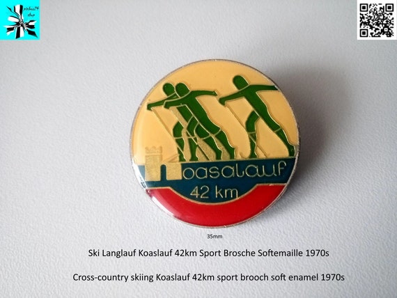 Cross-country skiing Koaslauf 42km sport brooch soft enamel 1970s