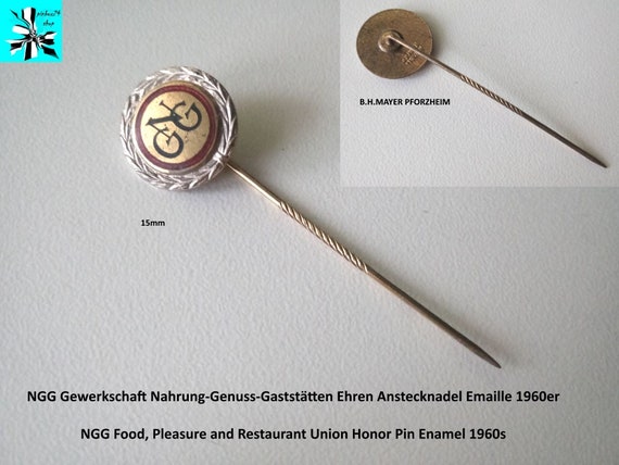 NGG Food, Pleasure and Restaurant Union Honor Pin Enamel 1960s
