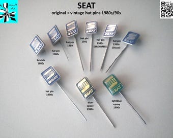 SEAT Logo Lapel Pins from the 1980s & 1990s, Historic SEAT Emblems, Automobilia Collectibles