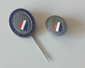 2x Vintage NCRV Badges – Travel Club Enamel Brooch & Lapel Pin Set