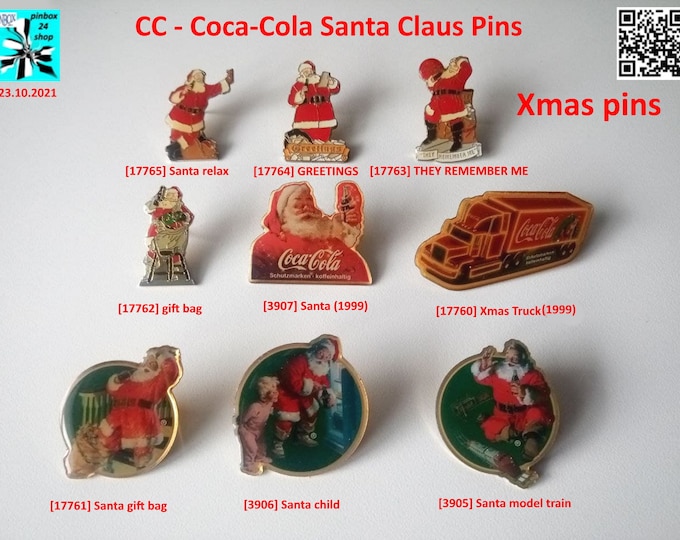 Featured listing image: Get these CC Santa Claus pins that feature the classic Coca-Cola design!