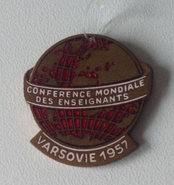 World Teachers' Conference Warsaw 1957 Badge Pendant Enamel