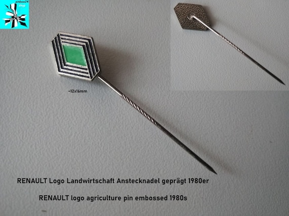 Green Renault Diamond Lapel Pin - Agricultural Machinery