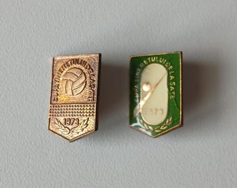 Vintage Volleyball Brooch Set – Romanian Youth Cup 1973