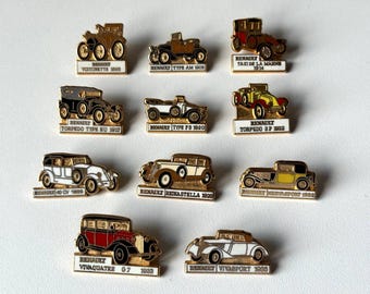 Renault history pins – CEF PARIS – 1990s museum edition – 11 models 1898–1935 – selectable enamel collectibles