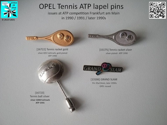 Vintage OPEL Tennis ATP Tournament Frankfurt badge - pins, brooches and pins from the 90's