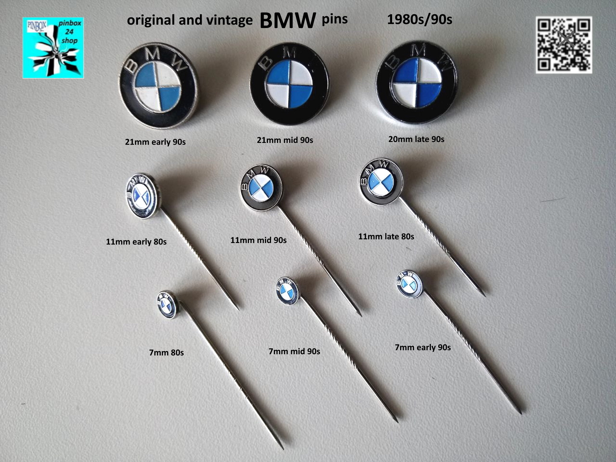 BMW Original Car and Motorcycle Logo Badge Pins 1980s/1990s BMW Original Car and Motorcycle Logo Badge Pins 1980s/1990s