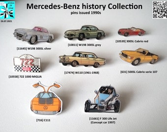 Experience the history of Mercedes-Benz on your lapel, select original MB pins now