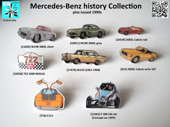 Experience the history of Mercedes-Benz on your lapel, select original MB pins now