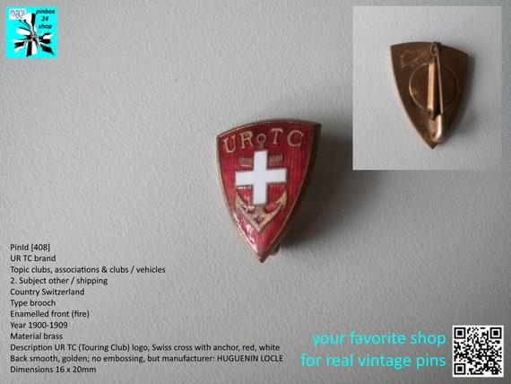 UR TC brooch enamel with anchor and Swiss cross approx. 1909