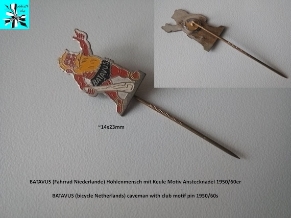 BATAVUS (bicycle Netherlands) caveman with cudgel motif pin 1950/60s