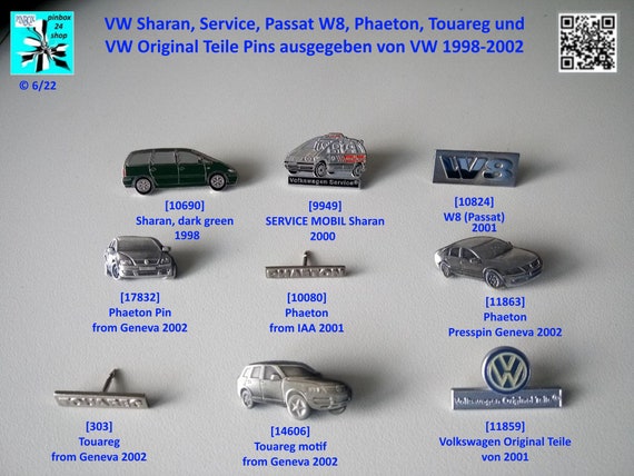 VW Sharan, Service, Passat W8, Phaeton, Touareg and VW Genuine Parts Pins - select.