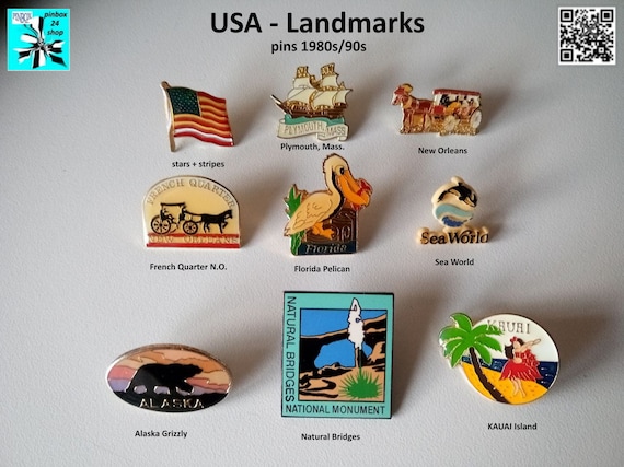 Flag USA Stars and Stripes, Sights, Regions, Places USA Pins - select now