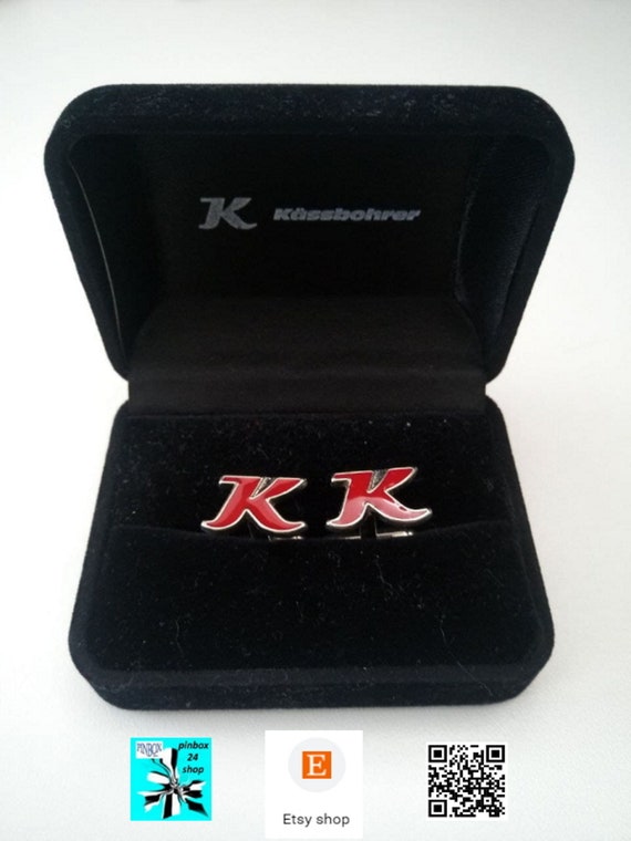 Kässbohrer 1 pair of red K cufflinks set in original velvet box