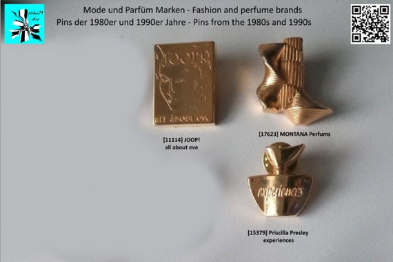 fashion and perfum brands international choose original pins 1980s / 1990s