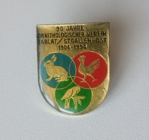 90 years ornithological (birds) association Tablat St.Gallen-Ost 1904-1994 Badge limited edition epoxy / soft enamel