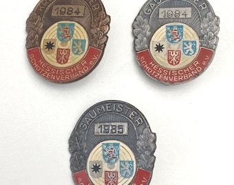Set: Gaumeister & Kreismeister – Hessian Shooting Pins 1984/85