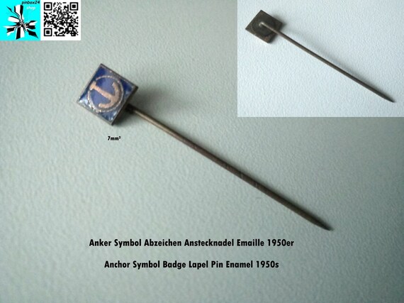 Anchor Symbol Badge Lapel Pin Enamel 1950s