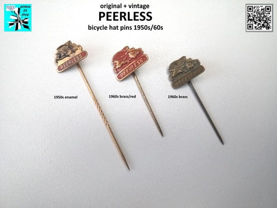 Select PEERLESS logo (bicycle Netherlands) lapel pins 1950s/1960s